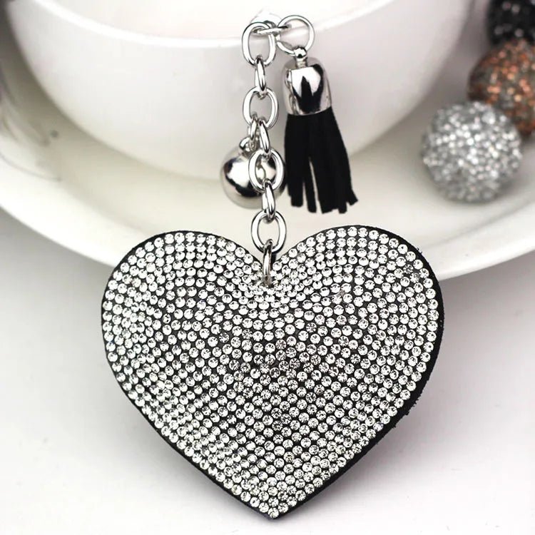 Porte - clés Bijou <br> Le Cœur noir scintillant - Noir et argent