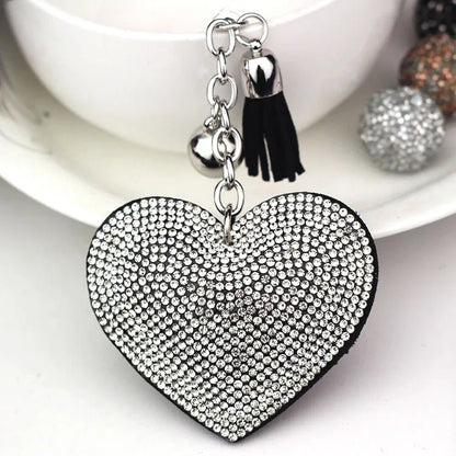Porte - clés Bijou <br> Le Cœur noir scintillant - Noir et argent
