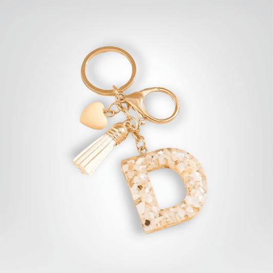 Porte - clés Bijou <br> Lettre D Cristal Doré - Doré