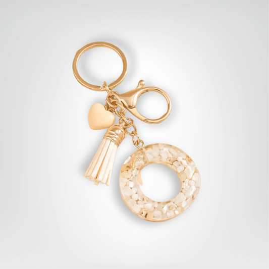 Porte - clés Bijou <br> Lettre O Cristal Doré - Doré