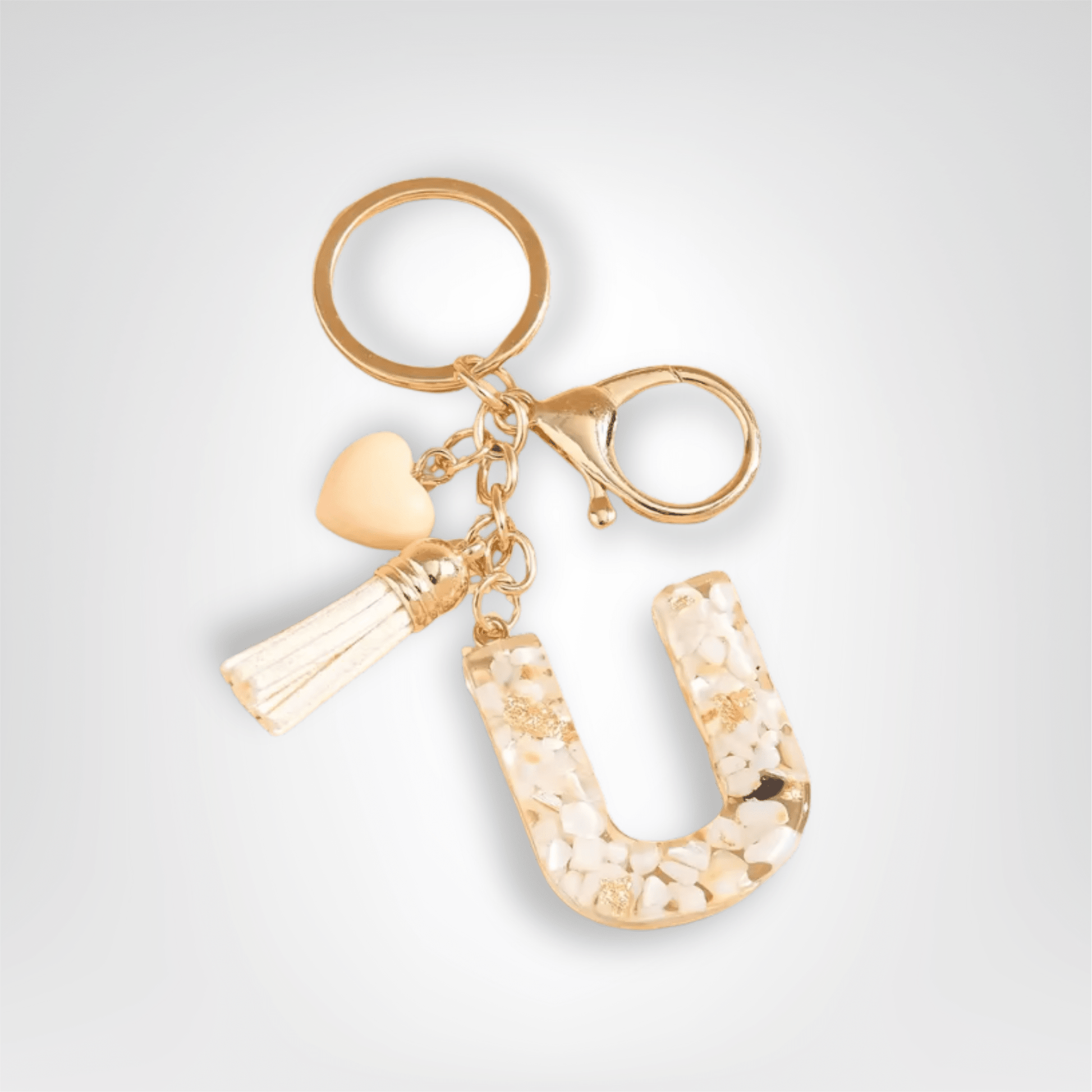 Porte - clés Bijou <br> Lettre U Cristal Doré - Doré