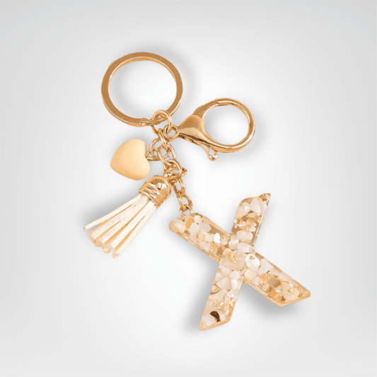 Porte - clés Bijou <br> Lettre X Cristal Doré - Doré