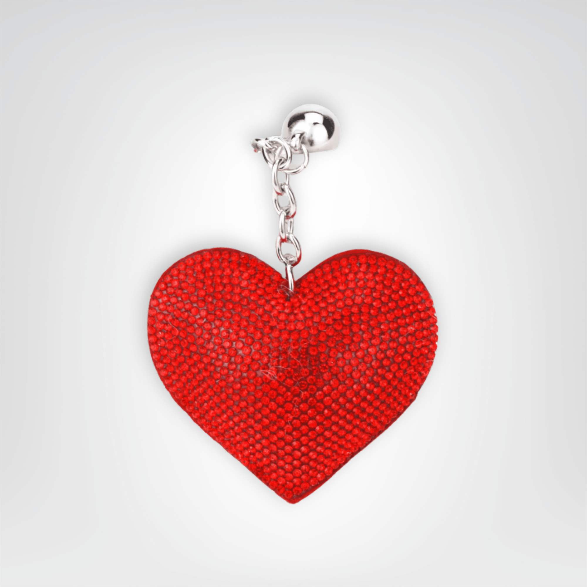 Porte - clés Bijoux <br> Cœur Rouge Argenté - Rouge argenté