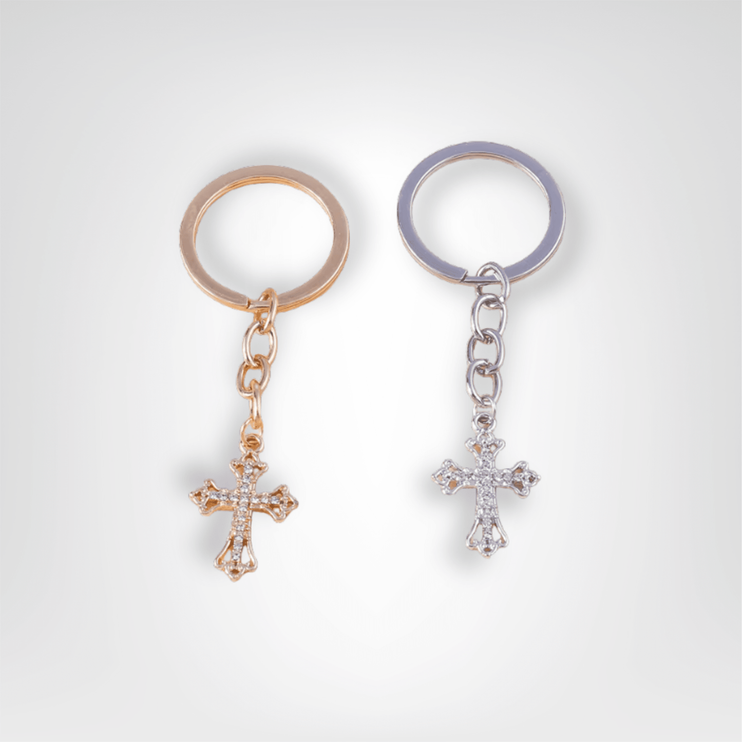 Porte - clés Bijoux <br> Les Croix gothiques duo doré & argenté - Doré et argenté