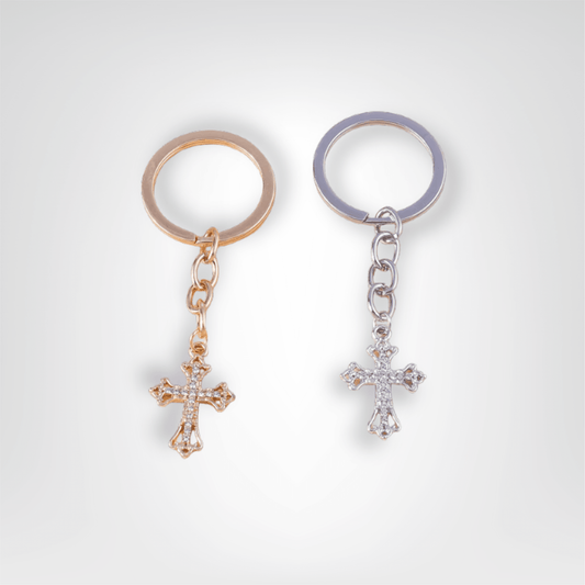 Porte - clés Bijoux <br> Les Croix gothiques duo doré & argenté - Doré et argenté