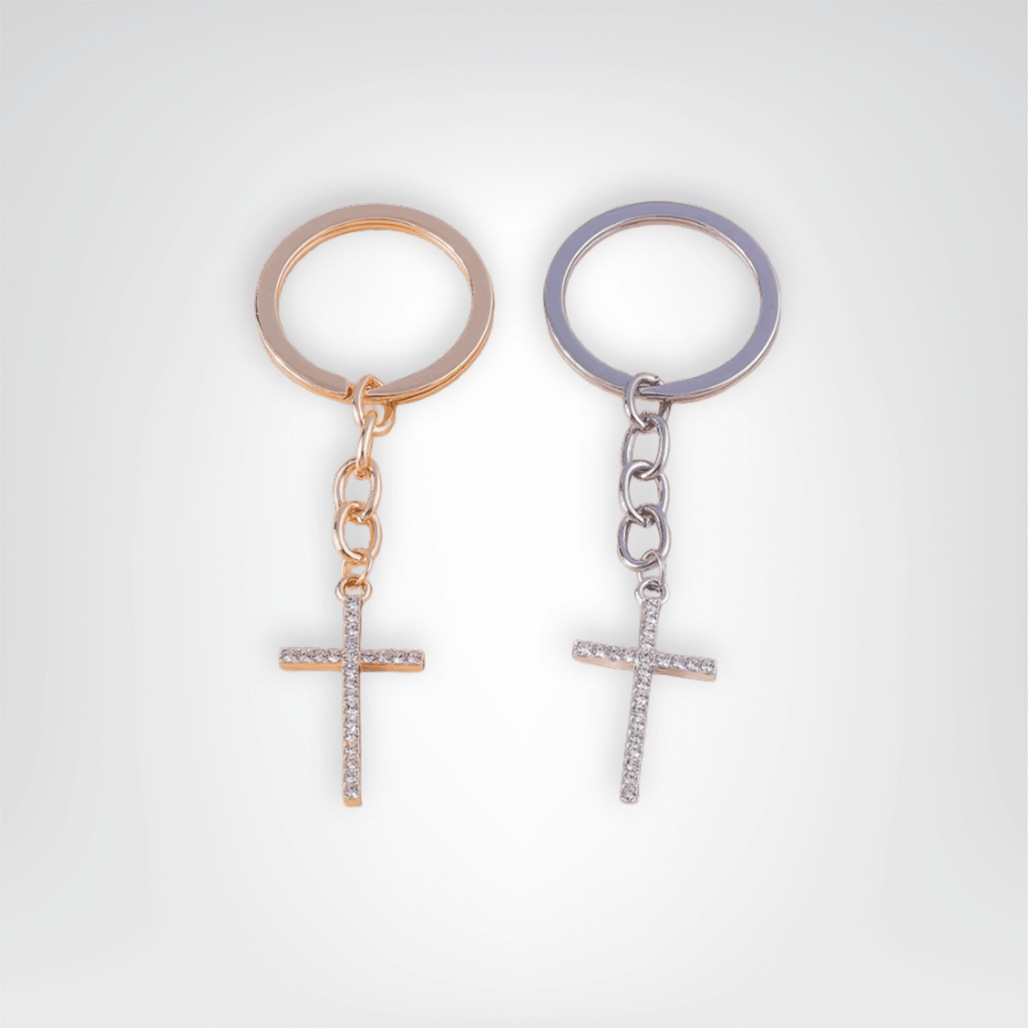 Porte - clés Bijoux <br> Les Croix latines duo doré & argenté - Doré et argent