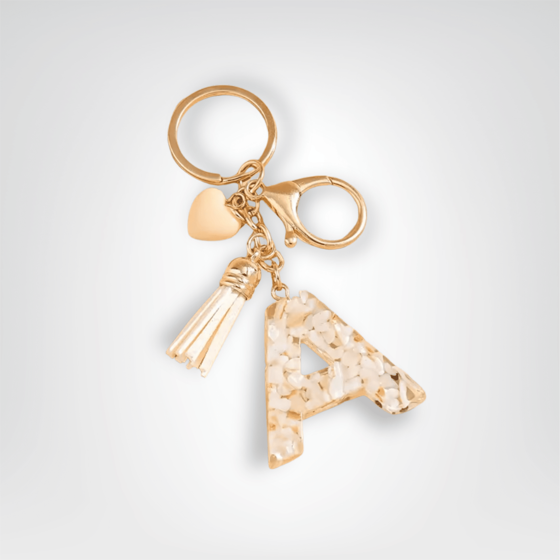 Porte - clés Bijoux <br> Lettre A Cristal Doré - Doré