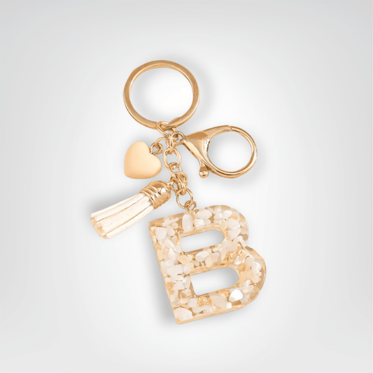 Porte - clés Bijoux <br> Lettre B Cristal Doré - Doré