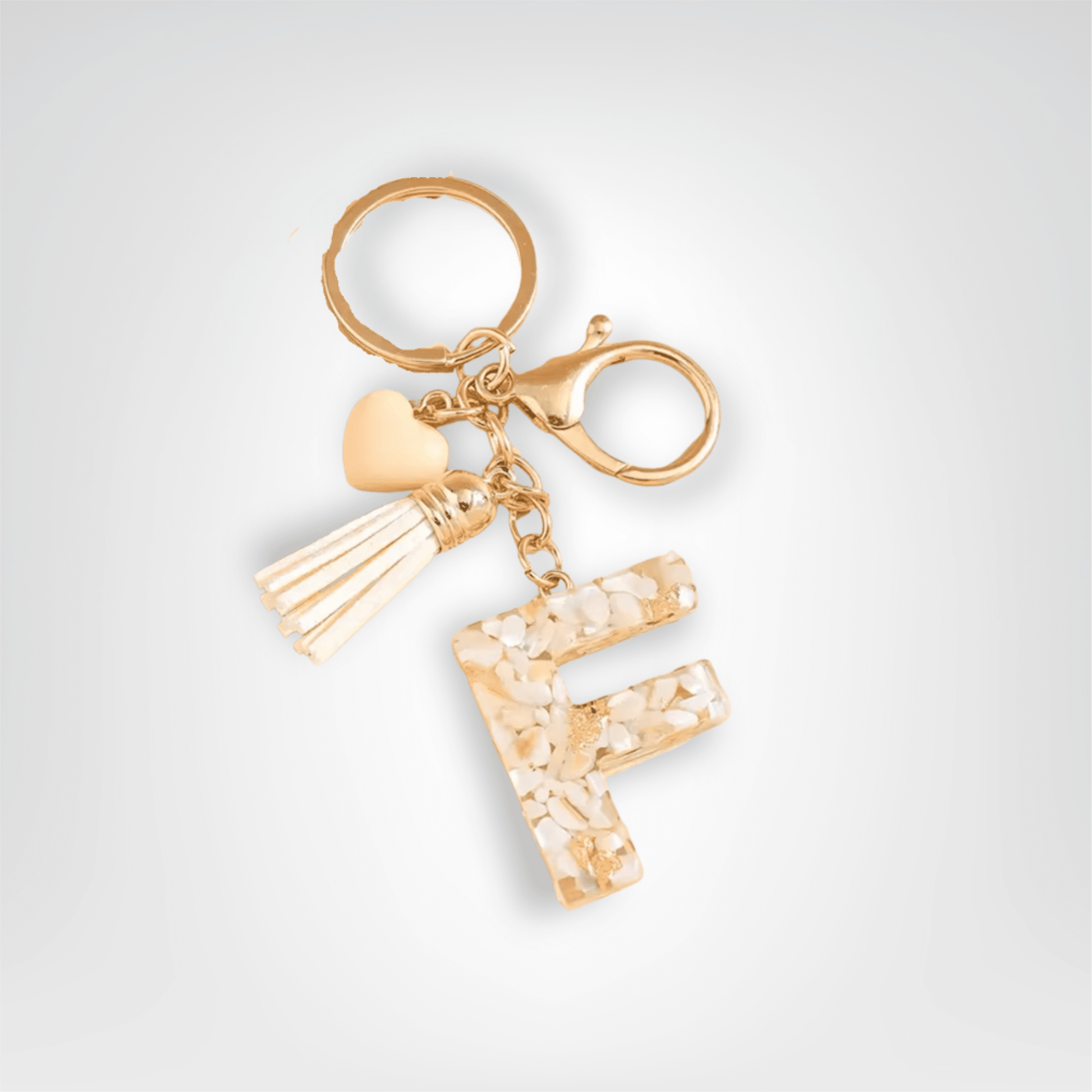 Porte - clés Bijoux <br> Lettre F Cristal Doré - Doré