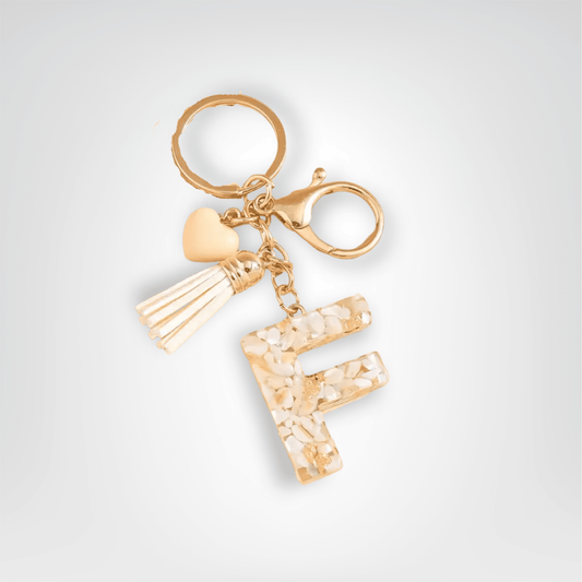 Porte - clés Bijoux <br> Lettre F Cristal Doré - Doré