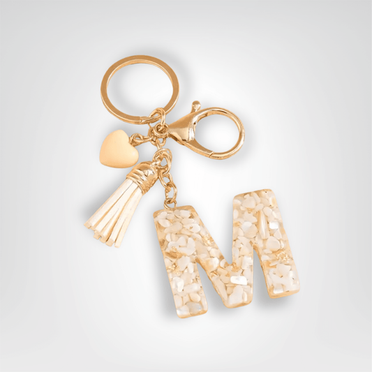 Porte - clés Bijoux <br> Lettre M Cristal Doré - Doré