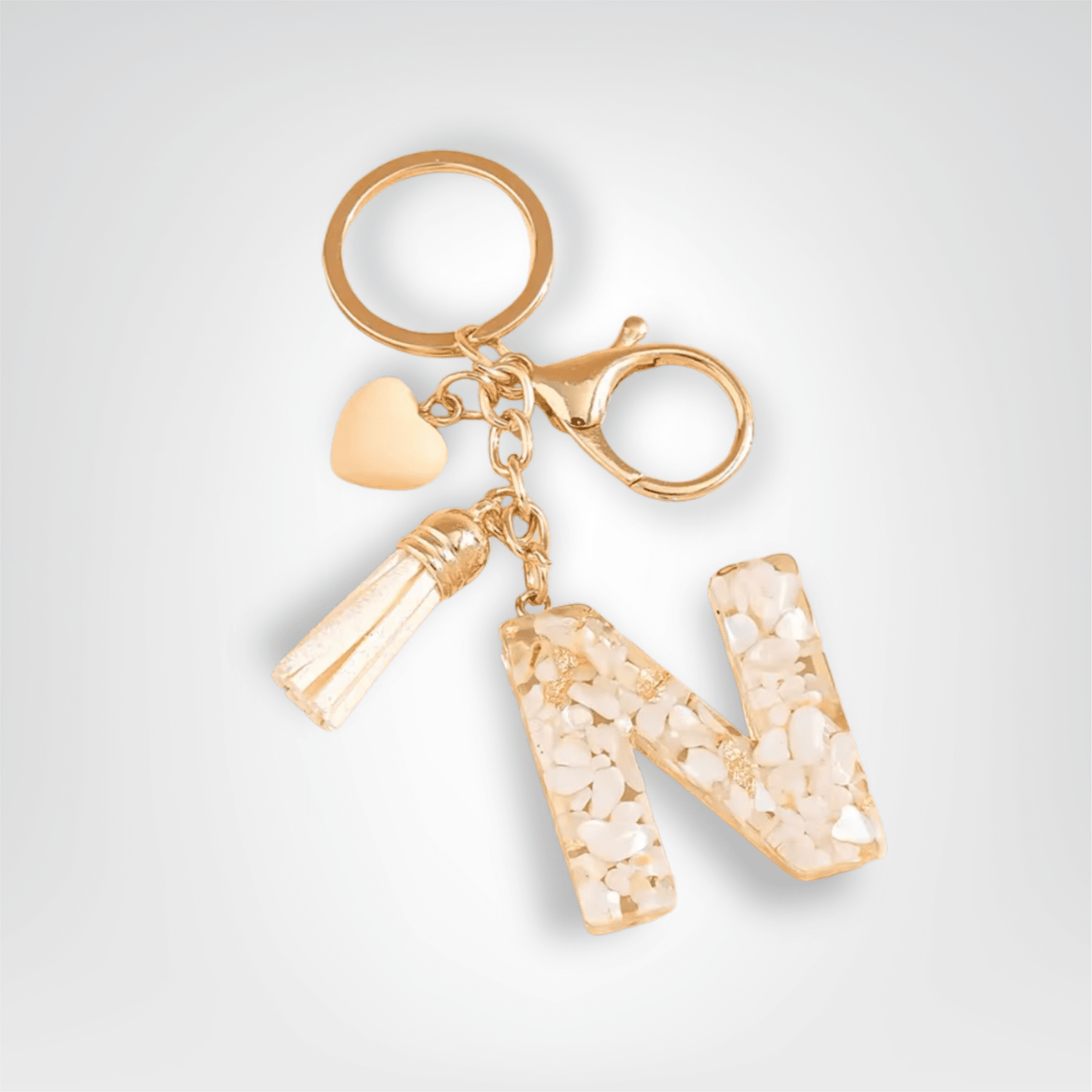 Porte - clés Bijoux <br> Lettre N Cristal Doré - Doré