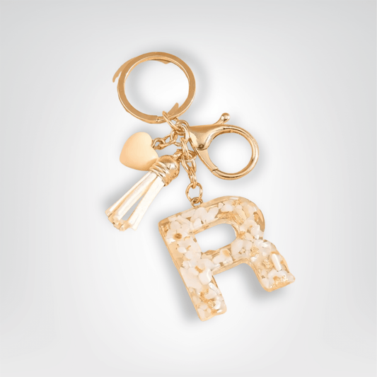 Porte - clés Bijoux <br> Lettre R Cristal Doré - Doré