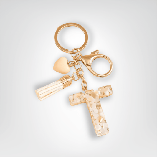 Porte - clés Bijoux <br> Lettre T Cristal Doré - Doré