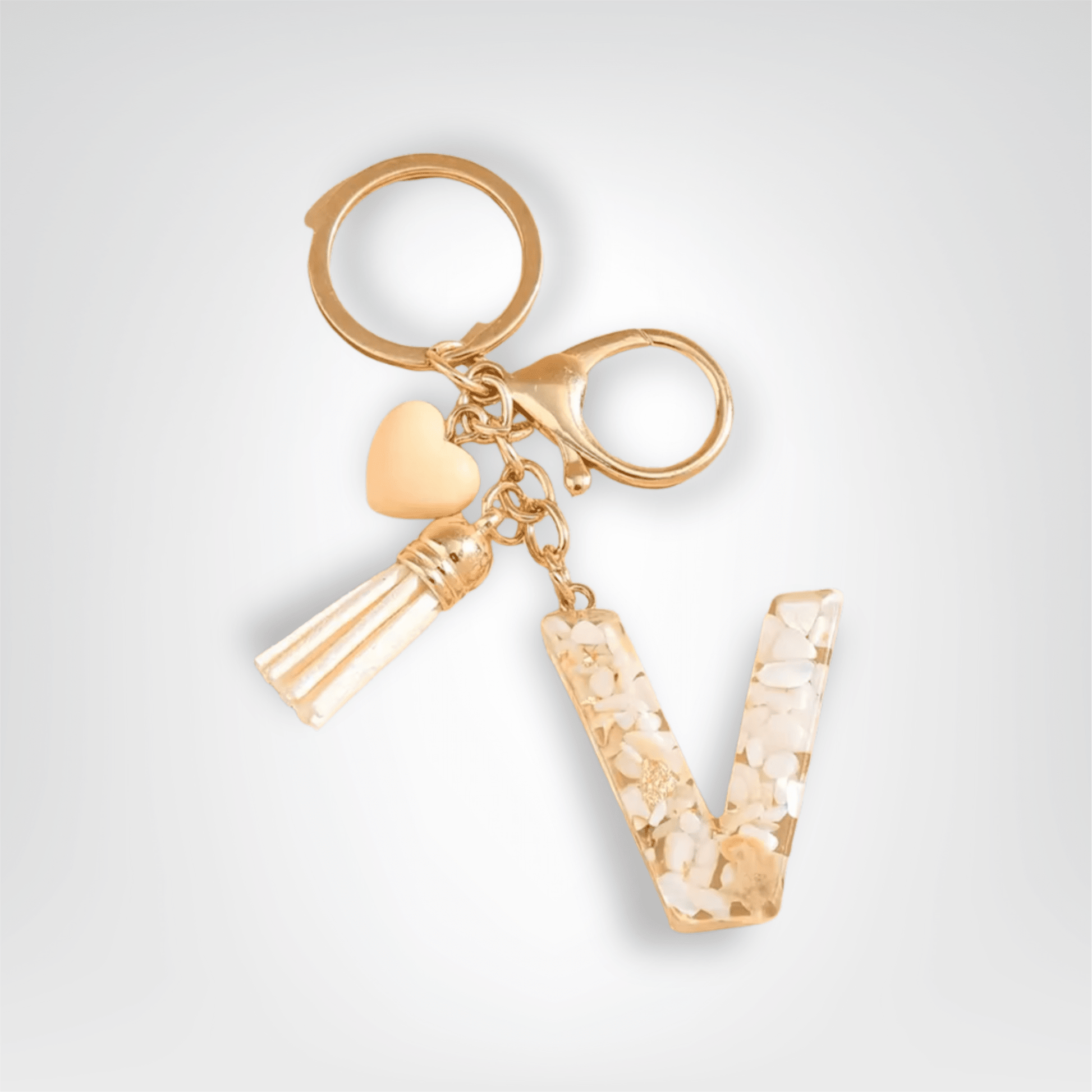 Porte - clés Bijoux <br> Lettre V Cristal Doré - Doré