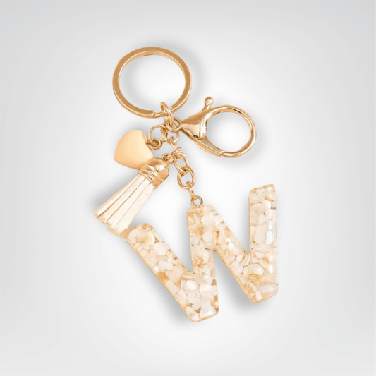 Porte - clés Bijoux <br> Lettre W Cristal Doré - Doré