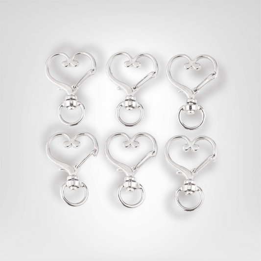 Porte - clés Bijoux <br> Lot de 6 Cœurs Argentés - Argent