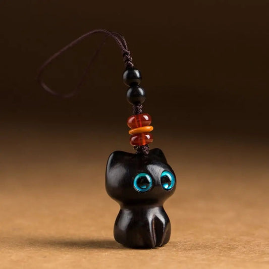 Porte - clés Bois <br> Le Chat de Santal Bleu - Bois