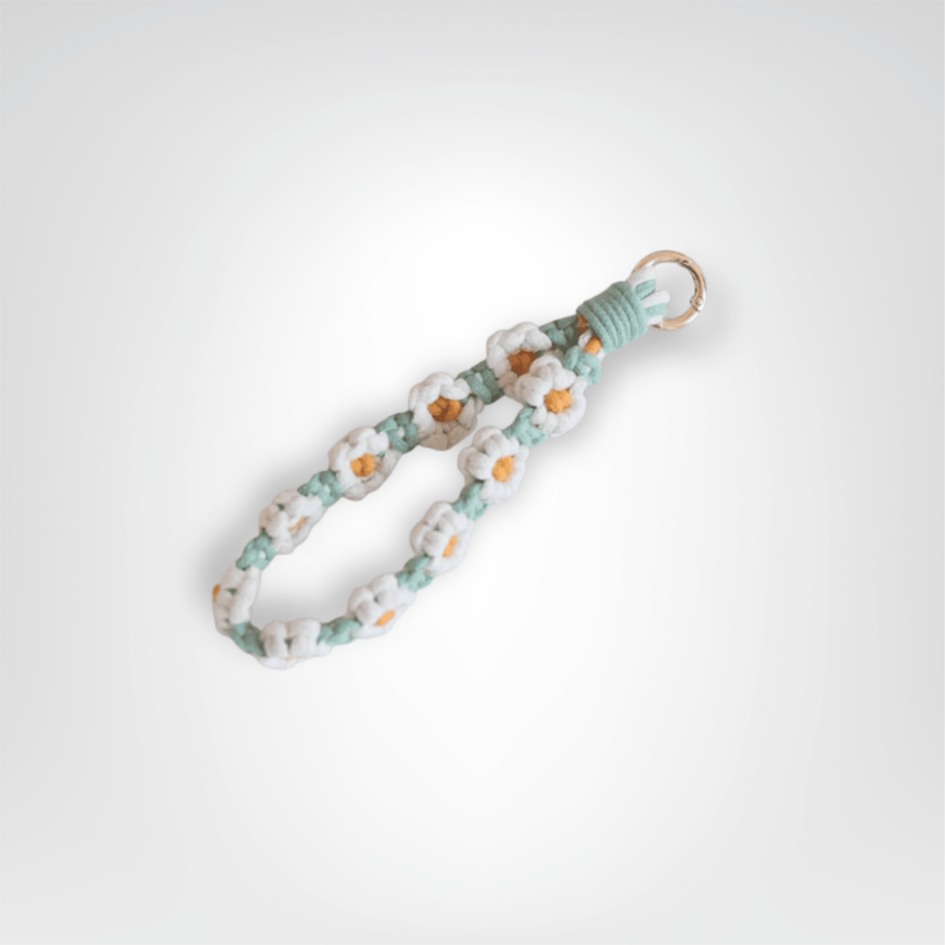 Porte - clés Bracelet <br> Le Macramé turquoise marguerite - Macramé turquoise marguerite