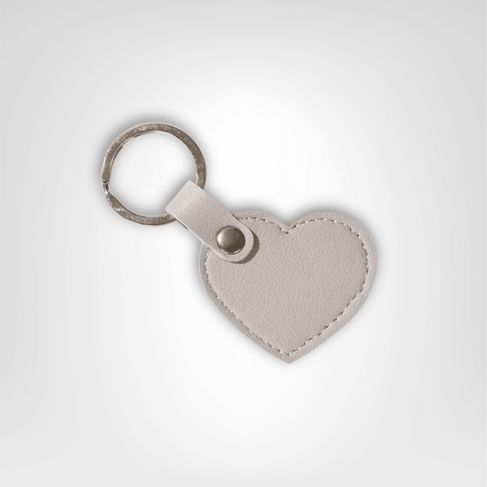 Porte - clés Cuir <br> Cœur Gris Solo - Gris