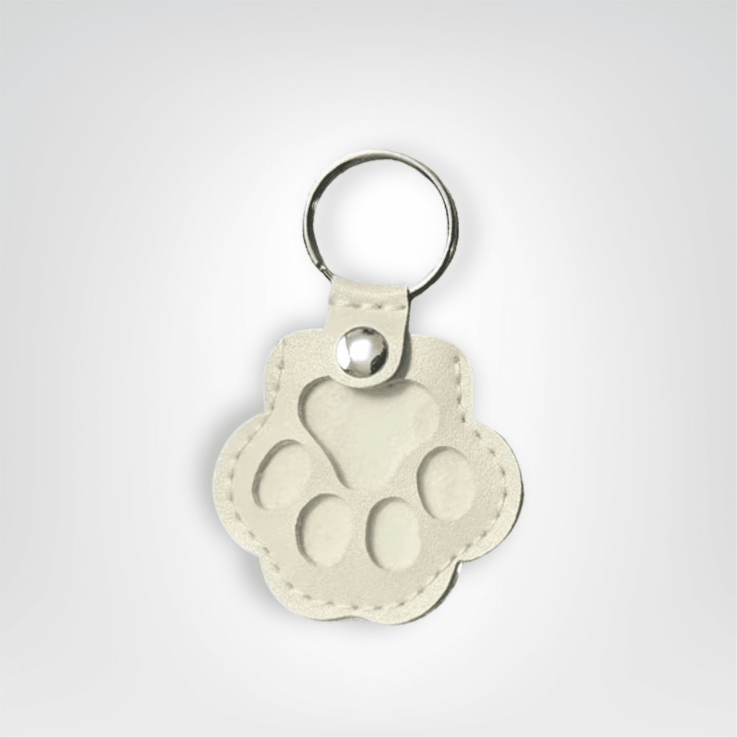 Porte - clés Cuir <br> La Patte Canine Blanche - Blanc