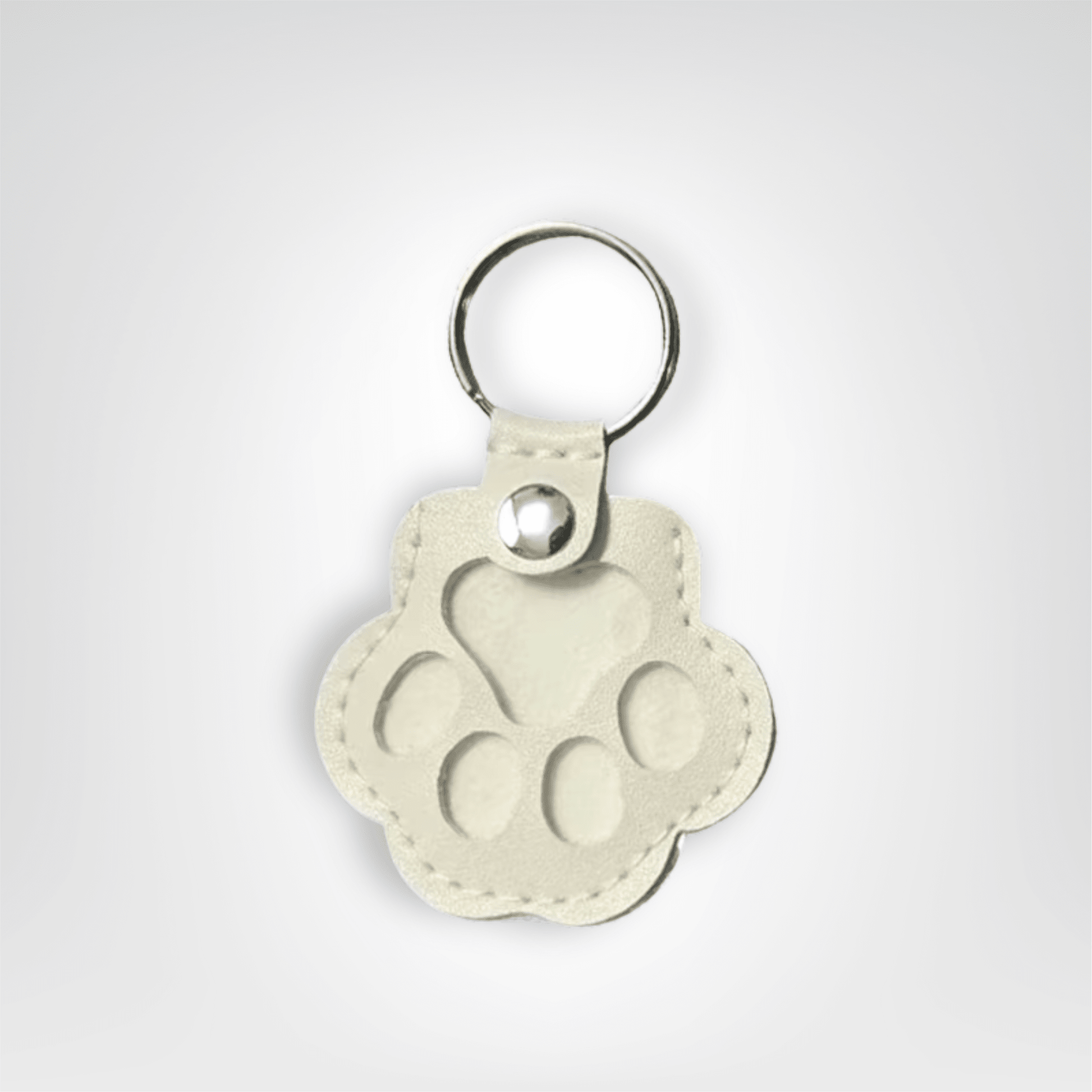 Porte - clés Cuir <br> La Patte Canine Blanche - Blanc