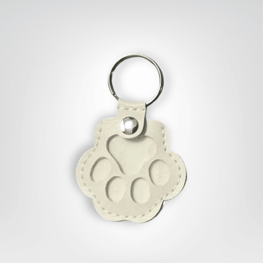 Porte - clés Cuir <br> La Patte Canine Blanche - Blanc