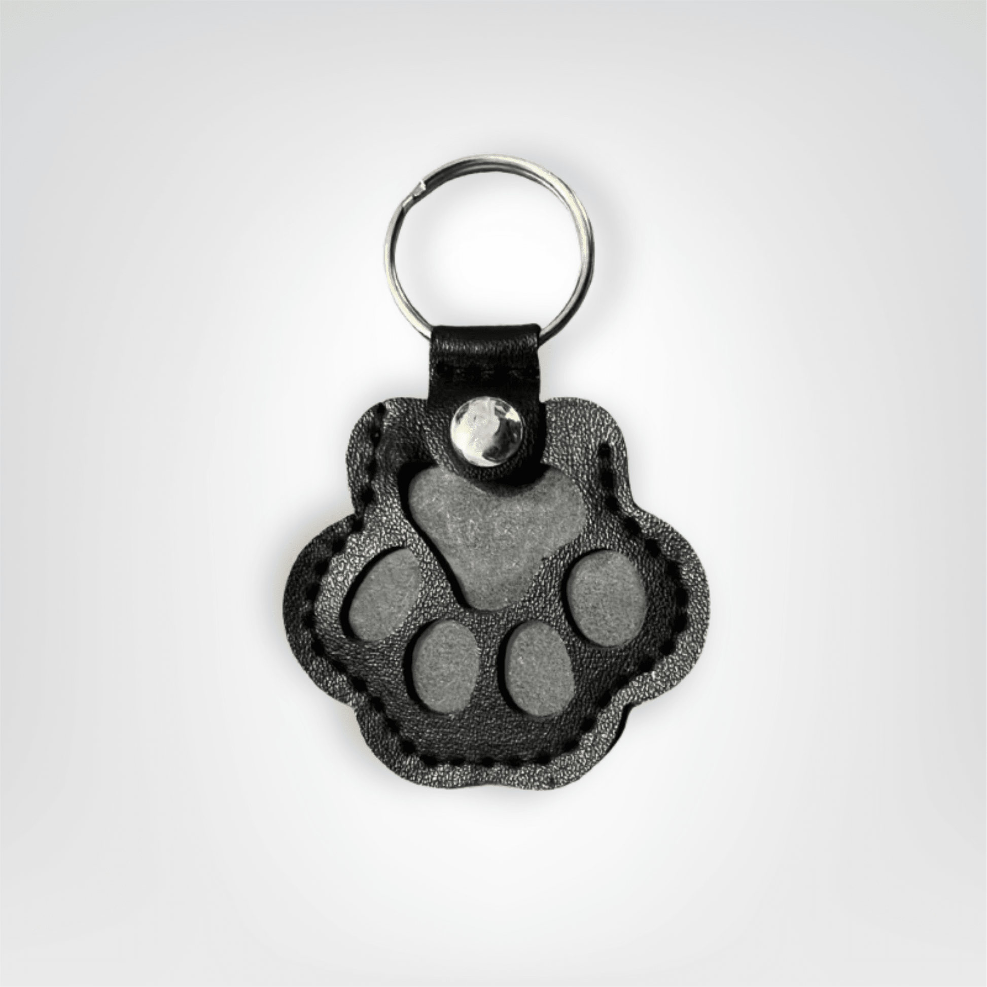 Porte - clés Cuir <br> La Patte Canine Noire - Noir