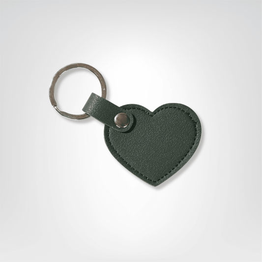 Porte - clés Cuir <br> Le Cœur Vert Armée Personnalisable - Vert armée