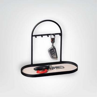 Porte - clés Cuir <br> Le Socle Beige Élégant - Beige