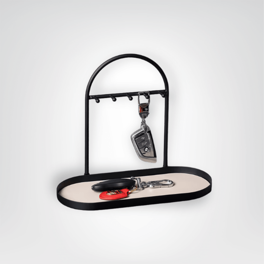 Porte - clés Cuir <br> Le Socle Beige Élégant - Beige