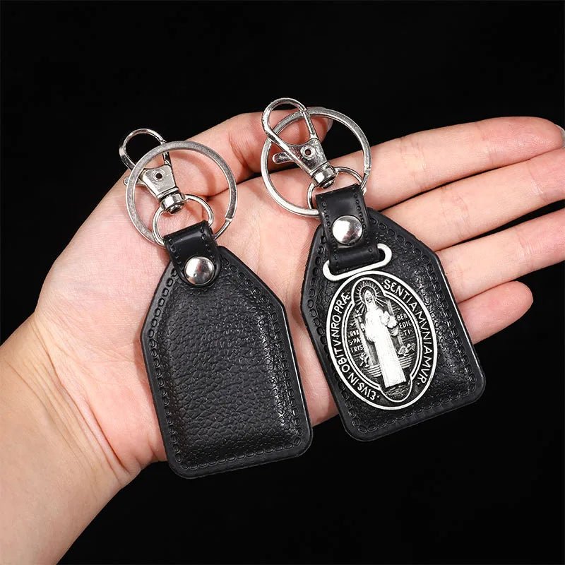 Porte - clés Cuir <br> Saint Benoît latin - Saint benoît latin