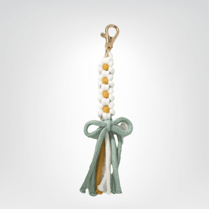 Porte - clés Macramé <br> La Marguerite Soleil - Blanc
