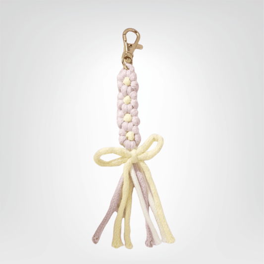 Porte - clés Macramé <br> Le Tressé Soleil & Rose - Rose