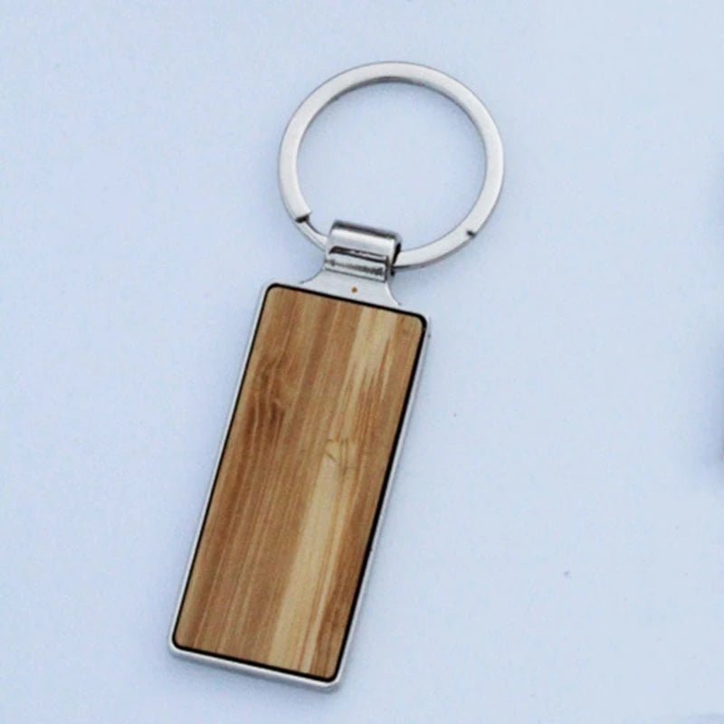 Porte - clés Métalliques <br> Le Rectangle Naturel (Lot de 5 ou 10) - Bois