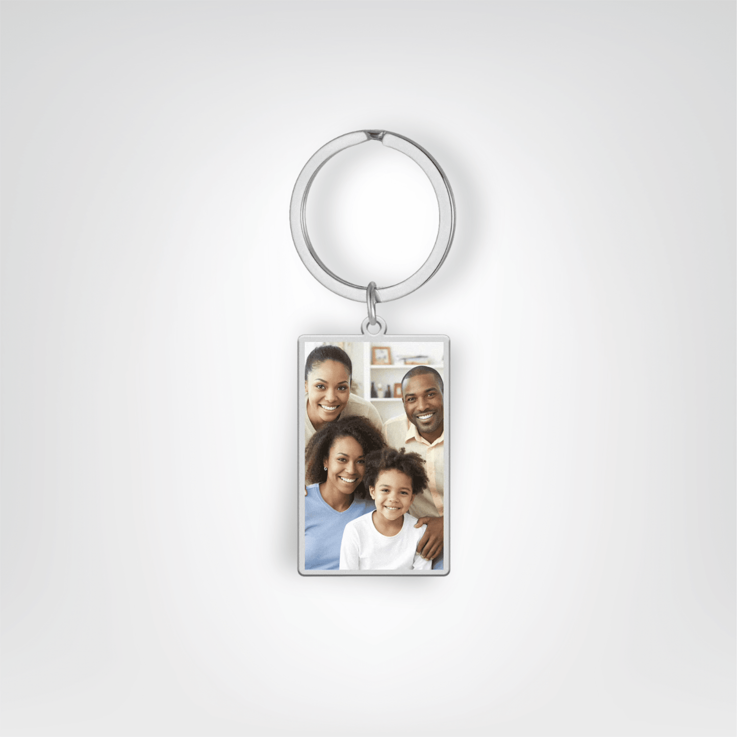 Porte - clés Métalliques <br> Le Rectangle Photo Élégant - Argenté