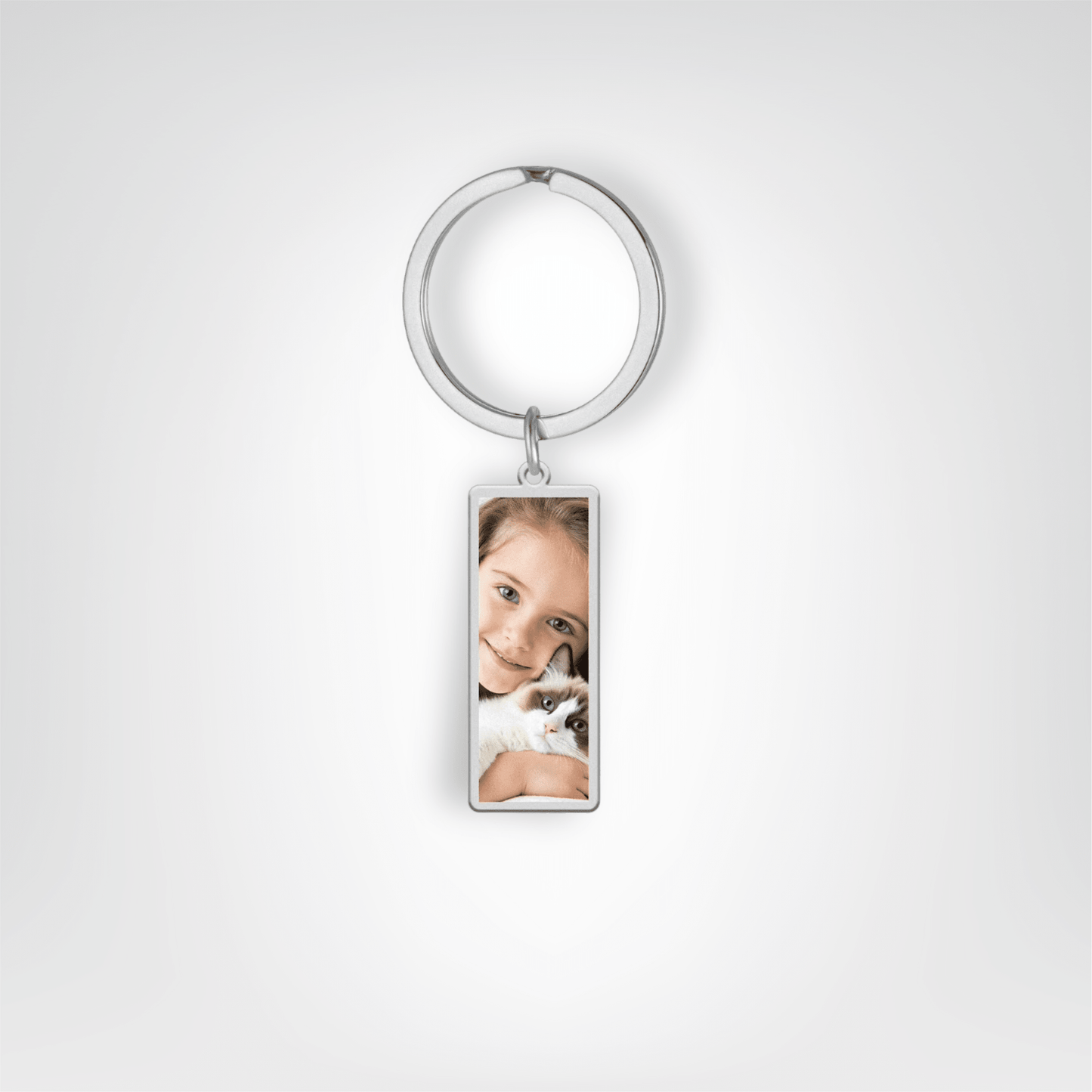 Porte - clés Métalliques <br> Le Rectangle Photo Fin - Argenté