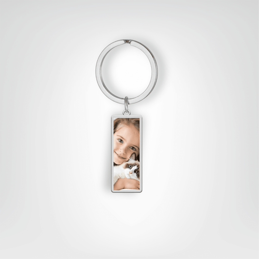 Porte - clés Métalliques <br> Le Rectangle Photo Fin - Argenté
