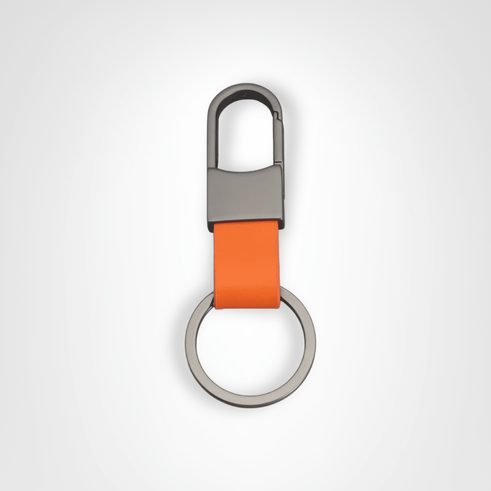 Porte - clés Mousqueton <br> Lanière Cuir Orange - Orange