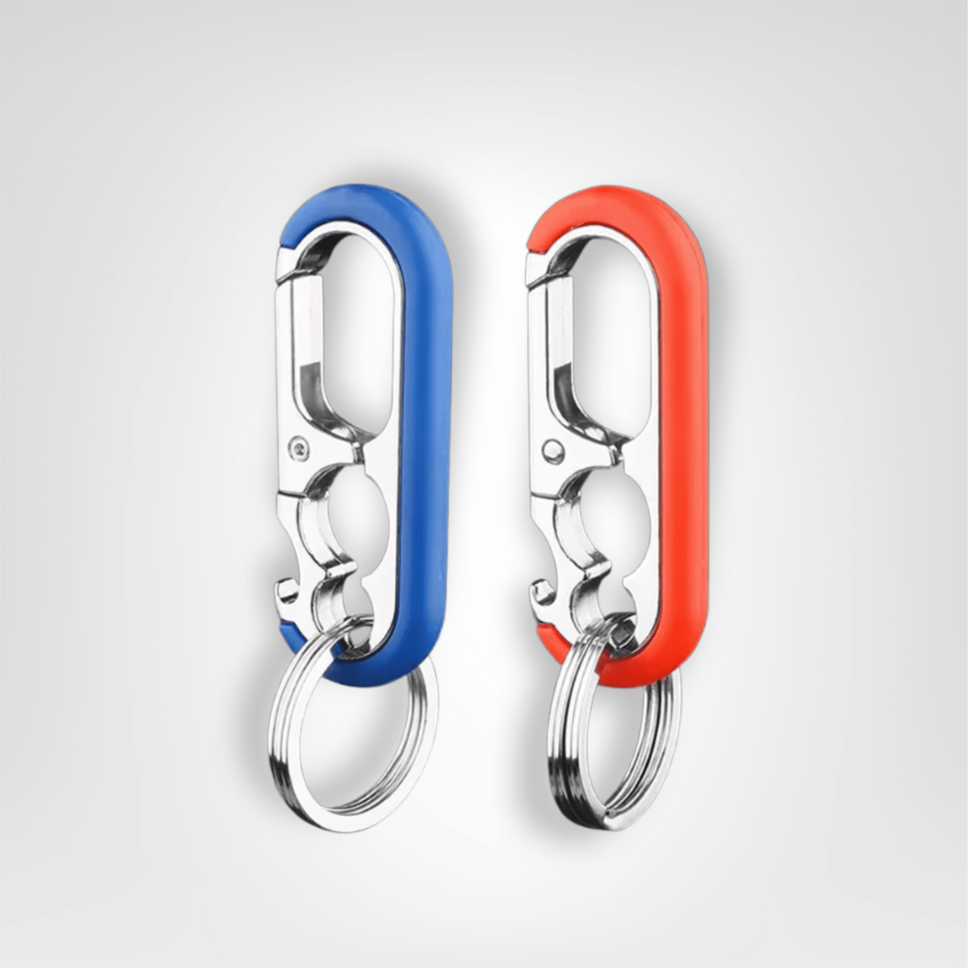 Porte - clés Mousquetons <br> Duo Bord bleu & rouge - Bleu et rouge