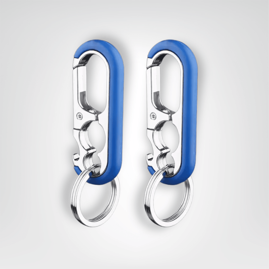 Porte - clés Mousquetons <br> Duo Bord Bleu - Bleu