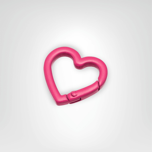 Porte - clés Mousquetons <br> Le Cœur Rose Brillant (Lot de 5) - Rose brillant