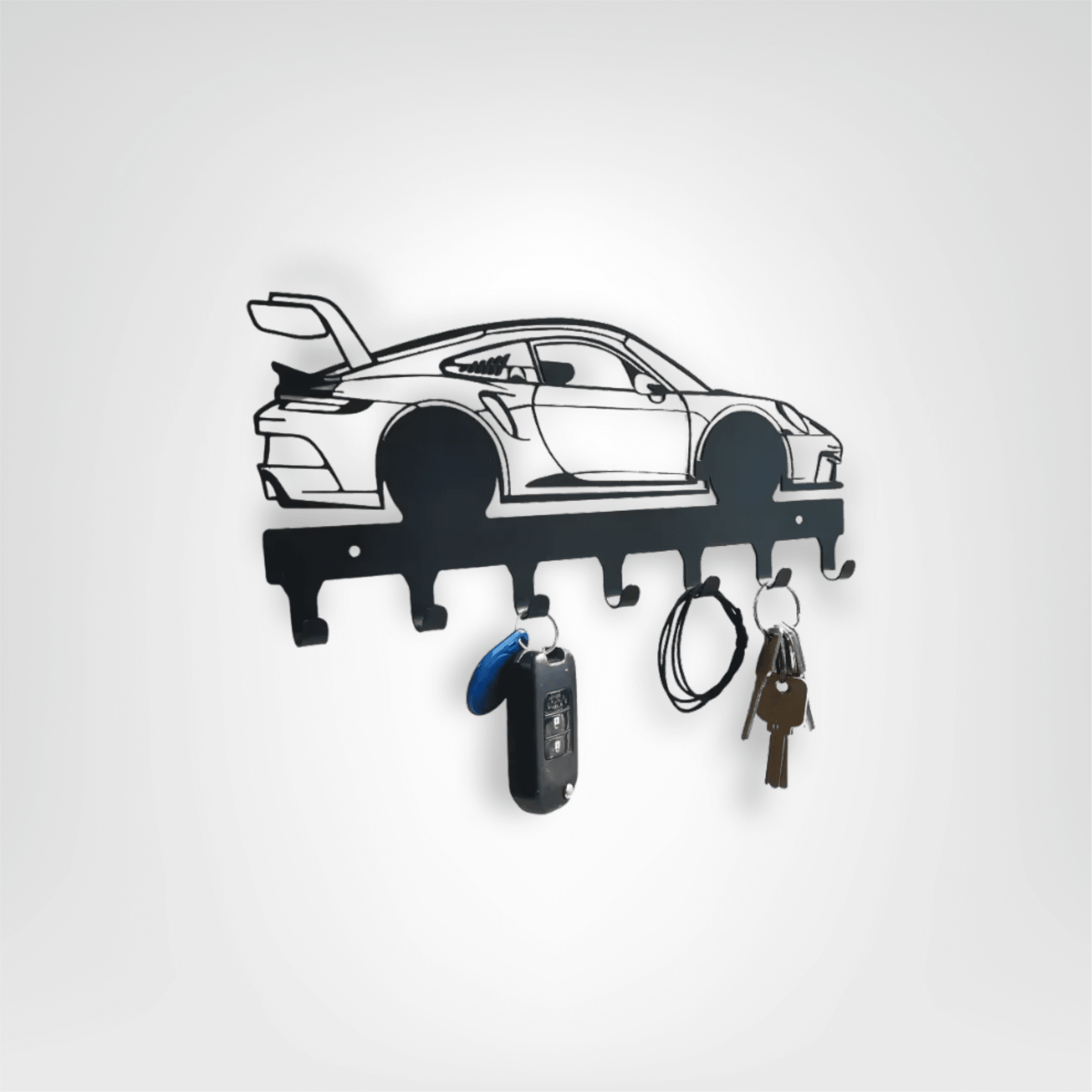 Porte - clés Mural <br> La Voiture de course noire - Noir