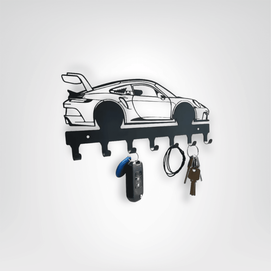 Porte - clés Mural <br> La Voiture de course noire - Noir