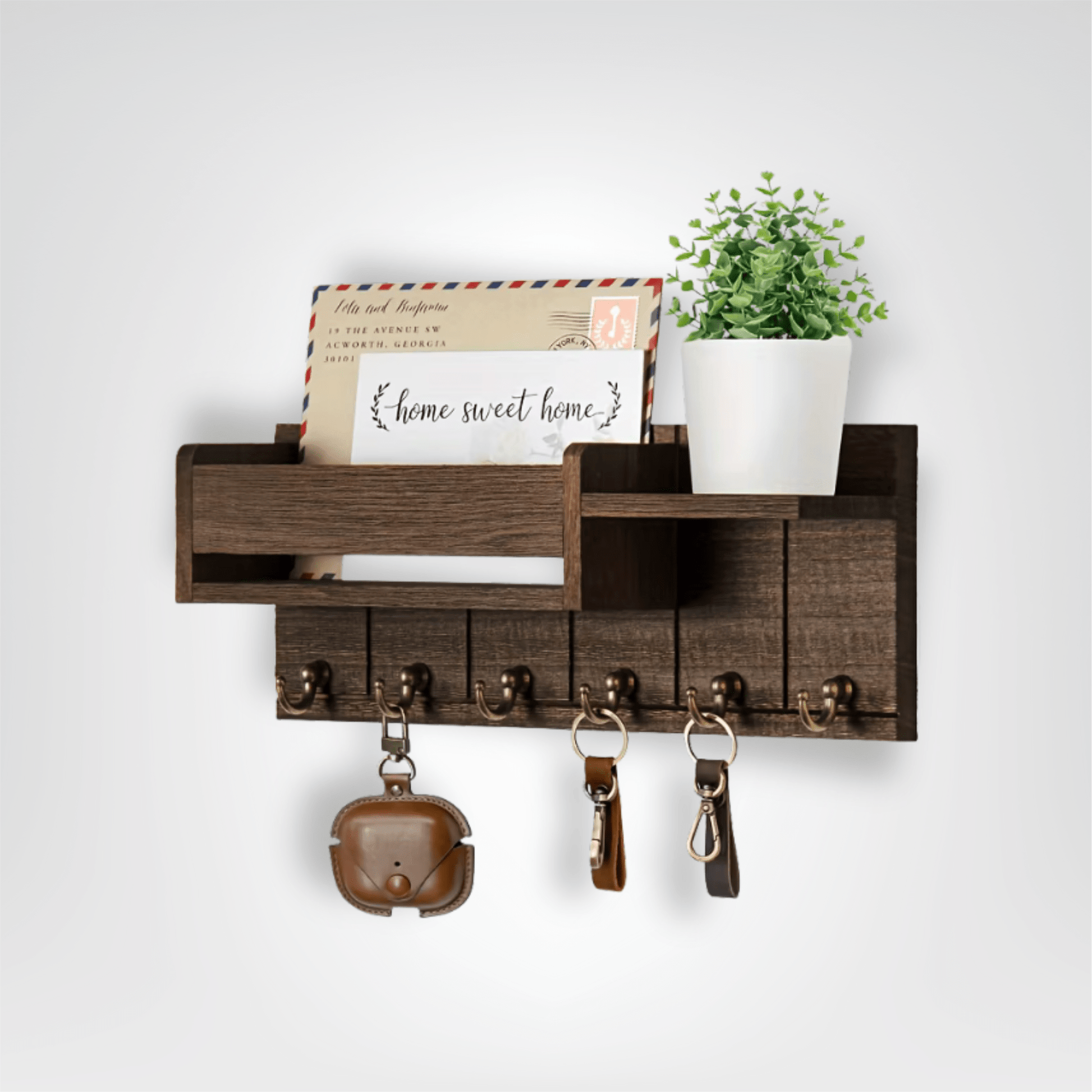 Porte - clés Mural <br> Le Range - lettres en bois sombre - Bois sombre