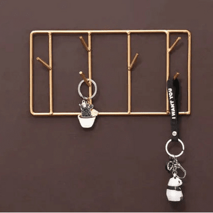 Porte - clés Muraux <br> La Grille Dorée Élégante - Doré