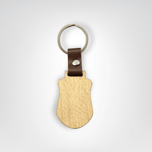 Porte - clés Naturels <br> Bouclier de Bois & Lanière Cuir - Bois