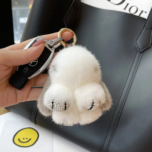 Porte - clés Peluches <br> Le Lapin Blanc Scintillant - Blanc