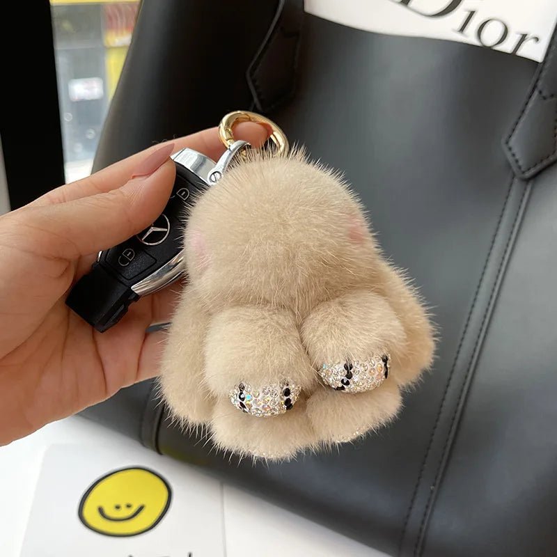 Porte - clés Peluches <br> Le Lapin Crème Scintillant - Kaki