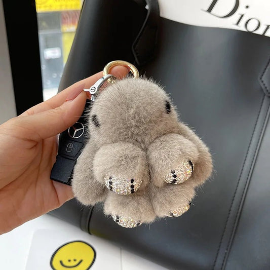 Porte - clés Peluches <br> Le Lapin Gris Scintillant - Gris